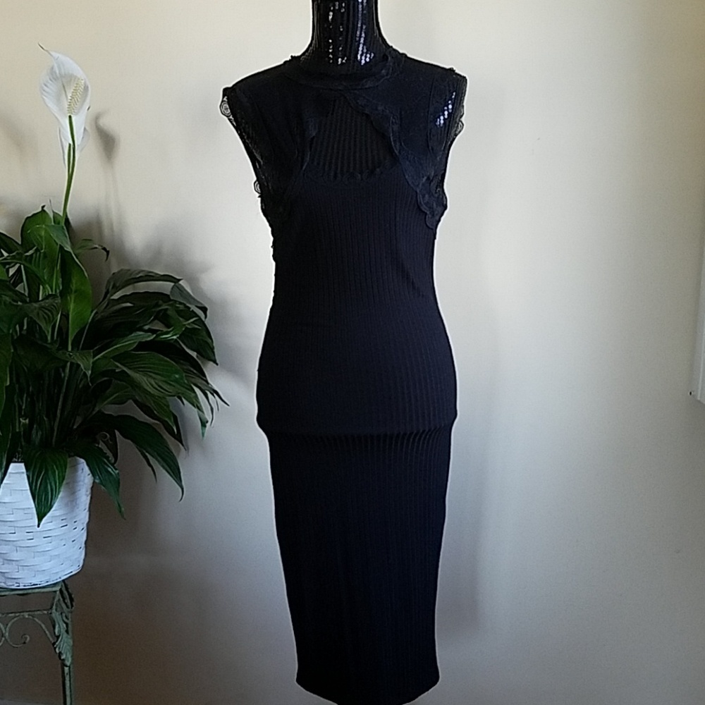 Black lace top dress